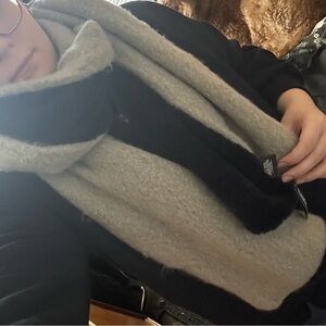 Steve Madden Grey and Black Reversible Oversized Scarf